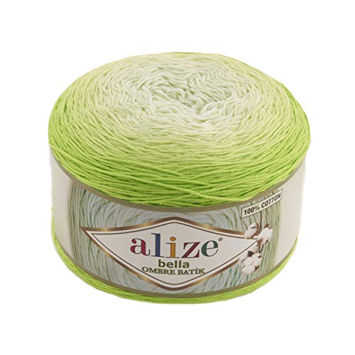 Alize Bella Ombre Batikgarn aus 100 % Baumwolle, 1 großer Knäuel, 250 g, 900 m (7412) von Alize