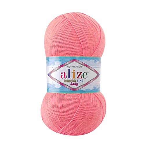 Alize Cotton Gold Fine Baby%55 Baumwolle%45 Acryl 100 g 470 m, Lot von 3 Knäueln (33 - Candy Pink) von Alize