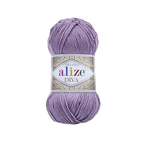 Alize Diva Seidiger Effekt, 100 % Mikrofaser, Acrylgarn, Häkelkunst, Spitzenhandwerk, Lot von 2 Knäueln, jeder Strang 100 g, 350 m, 622 Violett Alize Diva Seidiger Effekt, 100 % Mikrofaser, Acrylgarn, Häkelkunst, Spitzenhandwerk, Lot von 2 Knäueln, jeder Strang 100 g, 350 m, 622 Violett von Alize