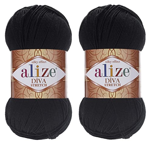 Alize Diva Stretch-Garn, Handstrickgarn, 200 g, 2er-Pack 60 Alize Diva Stretch-Garn, Handstrickgarn, 200 g, 2er-Pack 60 von Alize