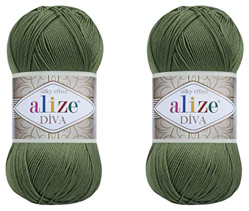 Alize Diva Yarn Handstrickgarn, 100 % Mikrofaser-Acrylgarn, Alize Diva, Seideneffekt, Häkelgarn, Kunst, Spitze, Basteln, 200 g, 79 Basilikum, 2 Knäuel Alize Diva Yarn Handstrickgarn, 100 % Mikrofaser-Acrylgarn, Alize Diva, Seideneffekt, Häkelgarn, Kunst, Spitze, Basteln, 200 g, 79 Basilikum, 2 Knäuel von Alize