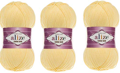 Alize Goldgarn aus 55 % Baumwolle, 45 % Acryl, 3 Knäuel, 300 g, 1082 yds Strickgarn aus Acryl (187) von Alize