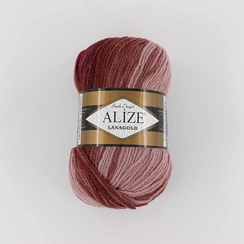 Alize Lanagold 51% Acryl 49% Wolle Kammgarn/Aran je Strang 100g 240m Lot of 4 Stränge - Batik 3520 von Alize