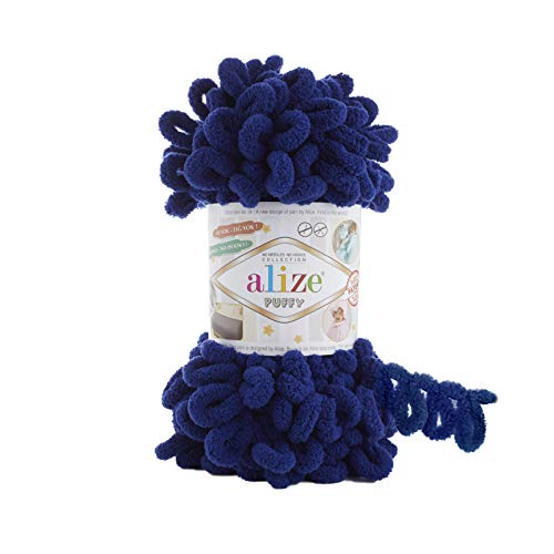 Alize Puffy Baby Big Loop Deckengarn, 100% Micropolyester, weiches Garn, 3 Stück, je Knäuel, 100 g, 9 m - 360 Königsblau von Alize