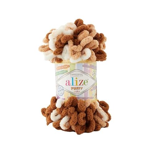 Alize Puffy Color 6398 Babydecke, 400 g, 100 % Mikropolyester, weiches Garn, handgestrickt, 400 g, 400 g, 400 g, 100 % Mikropolyester von Alize