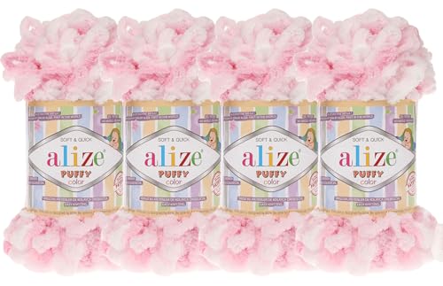 Alize Puffy Color Babydeckengarn, 400 g, 100 % Mikropolyester, weiches Garn, Handstrickgarn (5863) von alize