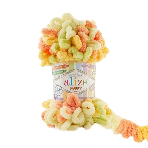 Alize Puffy Color 6313 Babydecke, 400 g, 100 % Mikropolyester, weiches Garn, handgestrickt, 400 g, 400 g, 400 g, 100 % Mikropolyester von alize