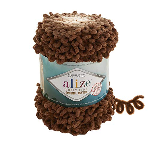 Alize Puffy Fine Ombre Batik Baby Decke Garn Lot of 1 Knäuel 500 g 80 Yds 100% Micropolyester Soft Yarn Looped Yarn for Finger Knitting Häkeln Stricken No Hook No Needle (7262) von Alize
