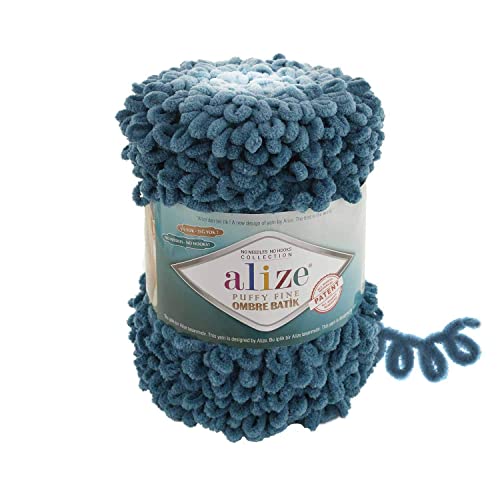 Alize Puffy Fine Ombre Batik Baby Decke Garn Lot of 1 Knäuel 500 g 80 Yds 100% Micropolyester Soft Yarn Looped Yarn for Finger Knitting No Hook No Needle (7263) von Alize