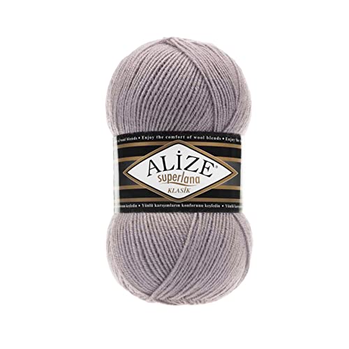 Alize SuperLana Classic 25% Wolle 75% Acryl je Knäuel 100g 280m, 4 Knäuel - 142 Rosengrau von Alize