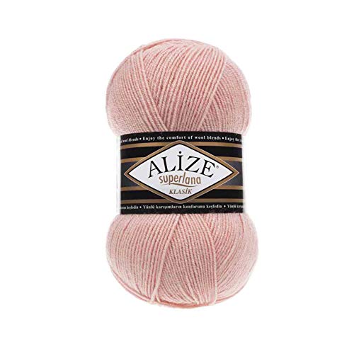 Alize SuperLana Classic 25% Wolle 75% Acryl je Knäuel 100g 280m, 4 Knäuel 404 champagner von Alize