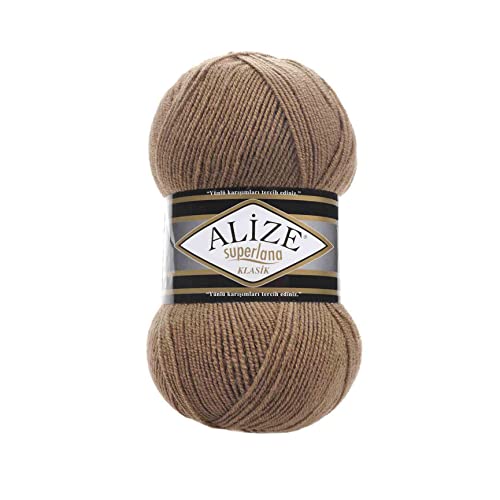 Alize SuperLana Classic 25% Wolle 75% Acryl je Knäuel 100g 280m, 4 Knäuel 466 dunkelbeige von Alize