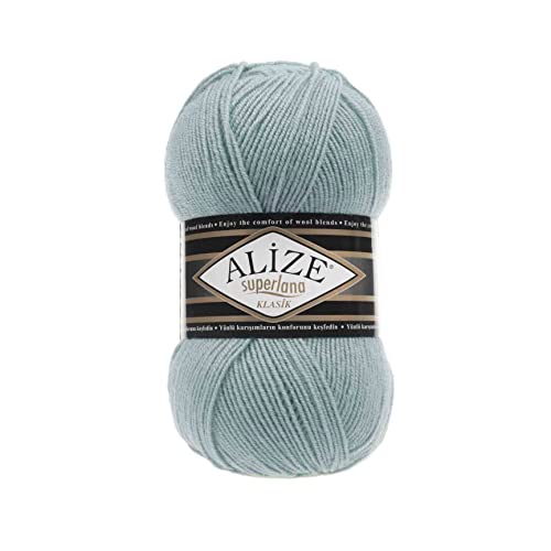 Alize SuperLana Classic 25% Wolle 75% Acryl je Knäuel 100g 280m, 4 Sträuel - 463 light aqua von Alize
