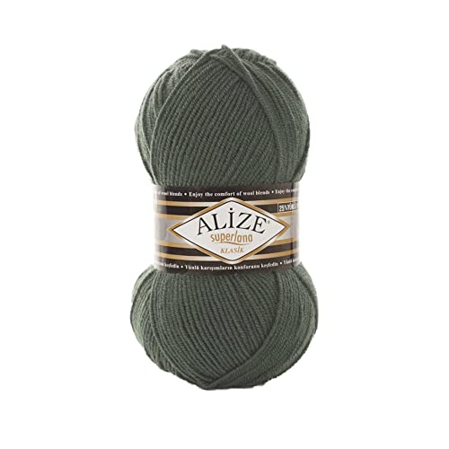 Alize SuperLana Classic 25% Wolle 75% Acryl je Knäuel 100g 280m, 4 Sträuel - 469 Smoke Pine von Alize