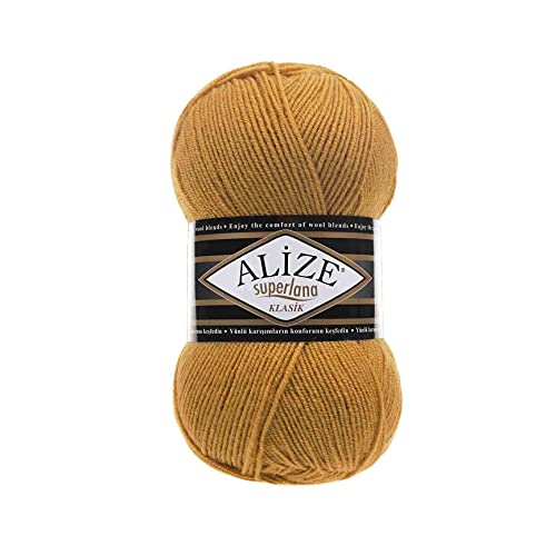 Alize SuperLana Classic 25% Wolle 75% Acryl je Knäuel 100g 280m 4 Knäuel - 2 Safran von Alize