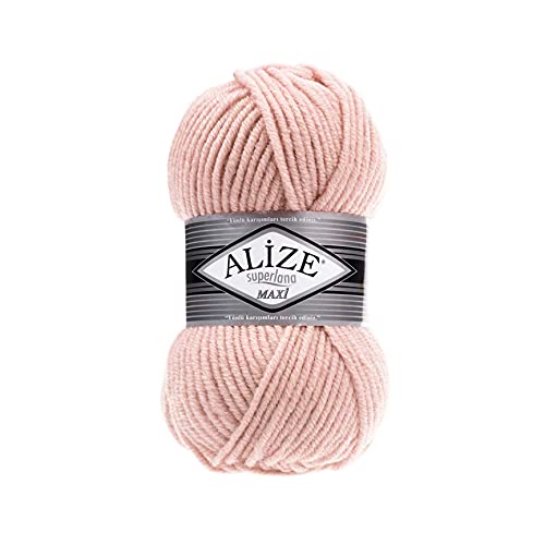 Alize SuperLana Maxi 25% Wolle, 75% Acryl, je Knäuel 100g 100m, Lot von 4 Knäueln - 523 Crystal Pink von Alize
