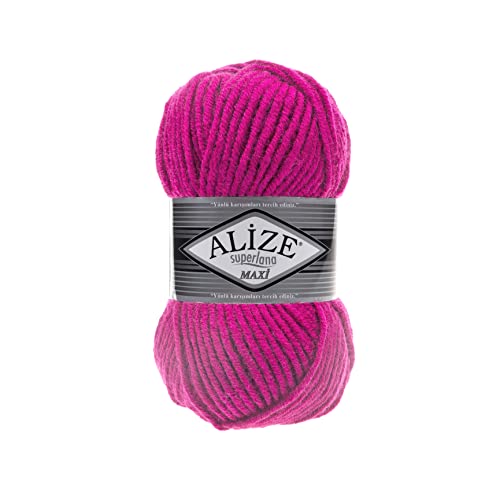 Alize SuperLana Maxi 25% Wolle 75% Acryl je Knäuel 100 g 100 m, 4 Stück Knäuel - 149 fuchsia von Alize