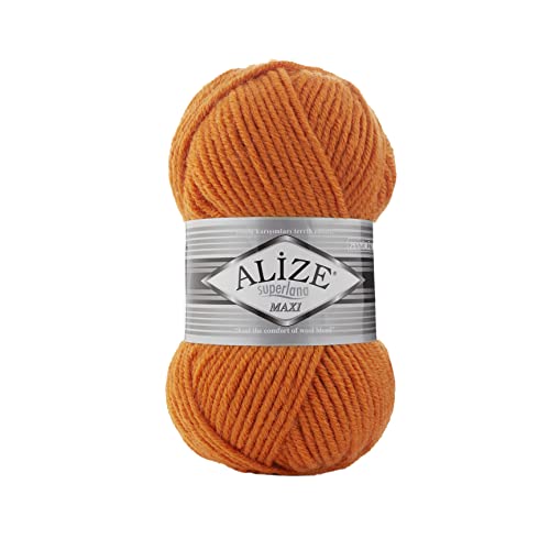 Alize SuperLana Maxi 25% Wolle 75% Acryl je Knäuel 100g 100m 4 Knäuel - 225 orange von Alize