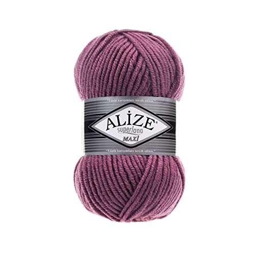 Alize SuperLana Maxi 25% Wolle 75% Acryl je Knäuel 100g 100m 4 Knäuel - 440 Dark Rose von Alize