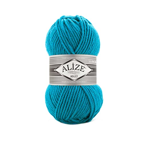 Alize SuperLana Maxi 25% Wolle 75% Acryl je Knäuel 100g 100m 4 Knäuel - 484 türkis von Alize