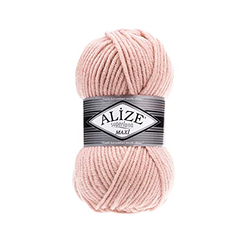 Alize SuperLana Maxi 25% Wolle 75% Acryl je Knäuel 100 g 100 m, 4 Stück Knäuel - 523 Crystal Pink von Alize