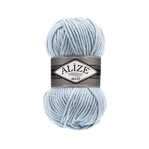 Alize SuperLana Maxi 25% Wolle 75% Acryl je Knäuel 100g 100m Lot 4 Sträuel 480 hellblau von Alize