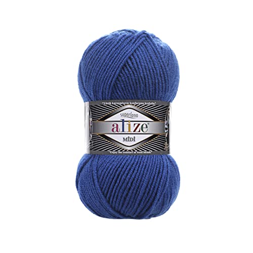 Alize SuperLana Midi 25% Wolle 75% Acryl je Knäuel 100g 170m 4 Knäuel - 141 Königsblau von Alize