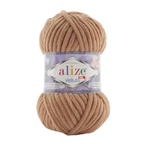 Alize Velluto 100% MicroPolyester Baby Deckengarn Lot of 5 skn 340m 500g Yarn Weight: Super Bulky (Camel 429) von Alize