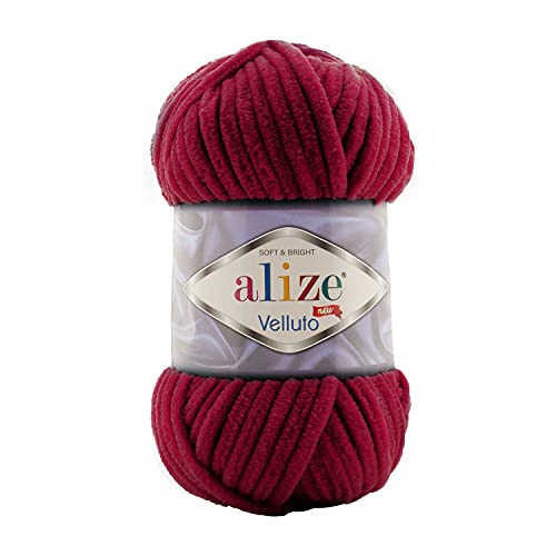 Alize Velluto 100% MicroPolyester Baby Deckengarn Lot of 5 skn 340m 500g Yarn Weight: Super Bulky (Cherry 107) von Alize