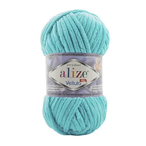 Alize Velluto 100% MicroPolyester Baby Deckengarn Lot of 5 skn 340m 500g Yarn Weight: Super Bulky (Cyan 490) von Alize