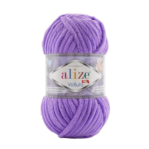 Alize Velluto 100% MicroPolyester Baby Deckengarn Lot of 5 skn 340m 500g Yarn Weight: Super Bulky (Light Purple 43) von Alize