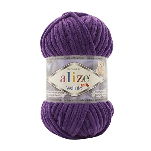 Alize Velluto 100% MicroPolyester Baby Deckengarn Lot of 5 skn 340m 500g Yarn Weight: Super Bulky (Lila 44) von Alize