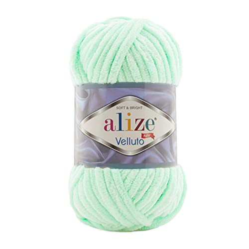 Alize Velluto Babydeckengarn, 100 % MicroPolyester, 5 Stück, 340 m, 500 g, Garngewicht: super sperrig (Mint 464) von alize
