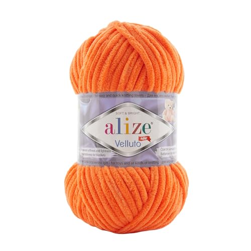 Alize Velluto 100% MicroPolyester Baby Deckengarn Lot of 5 skn 340m 500g Yarn Weight: Super Bulky (Orange 550) von Alize