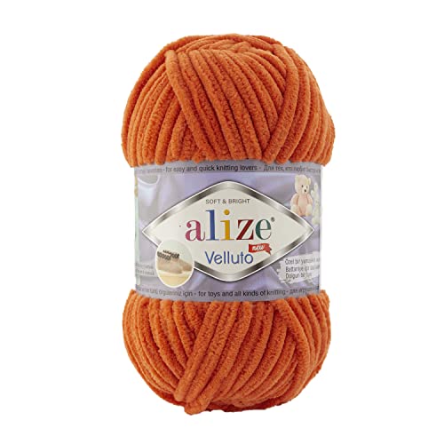 Alize Velluto 100% MicroPolyester Baby Deckengarn Lot of 5 skn 340m 500g Yarn Weight: Super Bulky (Orange 6) von Alize