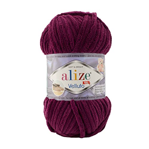 Alize Velluto 100% MicroPolyester Baby Deckengarn Lot of 5 skn 340m 500g Yarn Weight: Super Bulky (Pflaume 111) von Alize