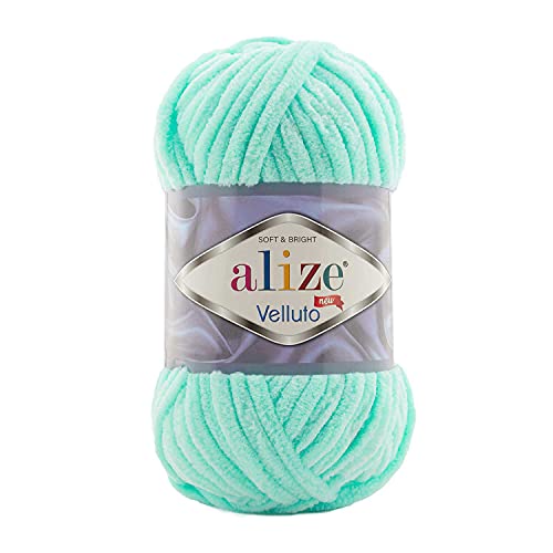 Alize Velluto 100% MicroPolyester Baby Deckengarn Lot of 5 skn 340m 500g Yarn Weight: Super Bulky (Turquoise 19) von Alize