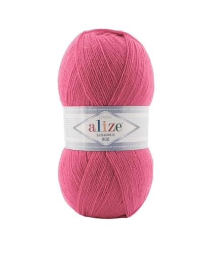 Alize Lanagold 800 Strickwolle - 5 x 100g, 49% Wolle, 500 Gramm, Einfarbig, Türkische Wolle (178) von Alize