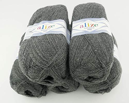 Alize Wolle Alize Lanagold 800 5 x 100g Strickwolle mit 49% Wolle 500 Gramm Wolle einfarbig türkische Wolle (182) von Alize