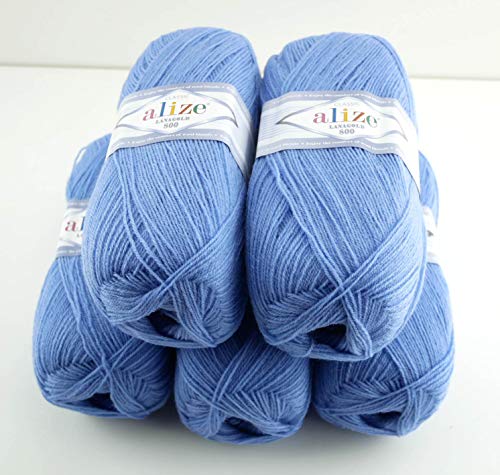 Alize Lanagold 800 Strickwolle - 5 x 100g, 49% Wolle, 500 Gramm, Einfarbig, Türkische Wolle (40) von Alize