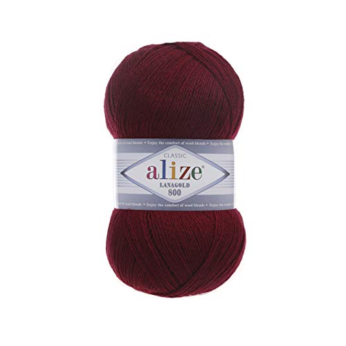 Alize Wolle Alize Lanagold 800 5 x 100g Strickwolle mit 49% Wolle 500 Gramm Wolle einfarbig türkische Wolle (57) von Alize