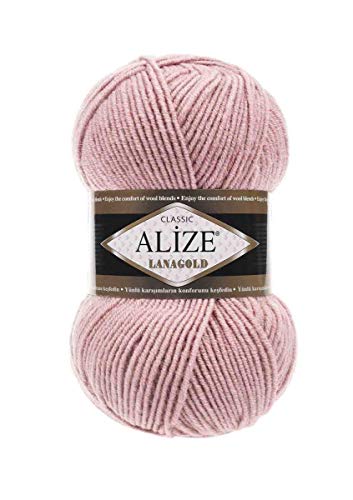 Alize Wolle Lanagold 5 x 100g Strickwolle mit 49% Wolle 500 Gramm Wolle einfarbig türkische Wolle (161) von Alize