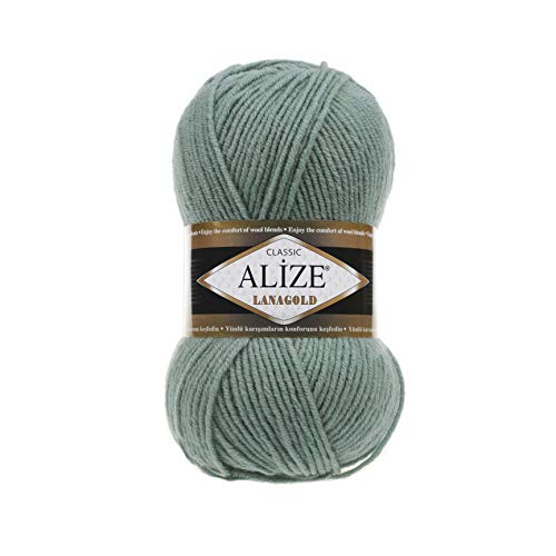 Alize Lanagold Strickwolle - 5 x 100g, 49% Wolle, 500 Gramm, Einfarbig, Türkische Wolle (386) von Alize