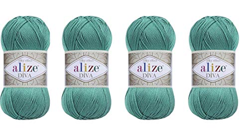 Handstrickgarn, 100 % Mikrofaser, Acrylgarn, Alize Diva, Seideneffekt, Häkelkunst, Spitzenhandwerk, 4 Knäuel, 400 g, 1532 m (610) von Alize