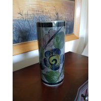Vintage Mexiko Tonala Blumen Zylinder Form Tonvase Vintage Mexiko Tonala Blumen Zylinder Form Tonvase von AlkaraDesigns