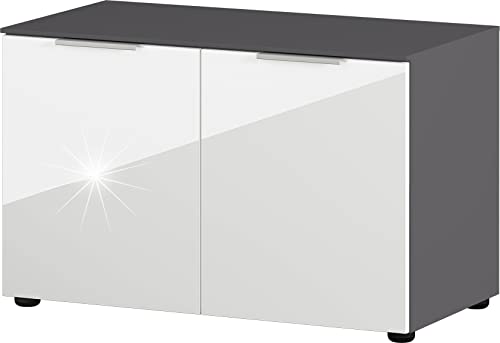 Amazon-Marke - Alkove Schuhschrank mit Glastüren, Groß, Graphit, Weiß, 40 x 75 x 48 cm (L x W x H) von Alkove