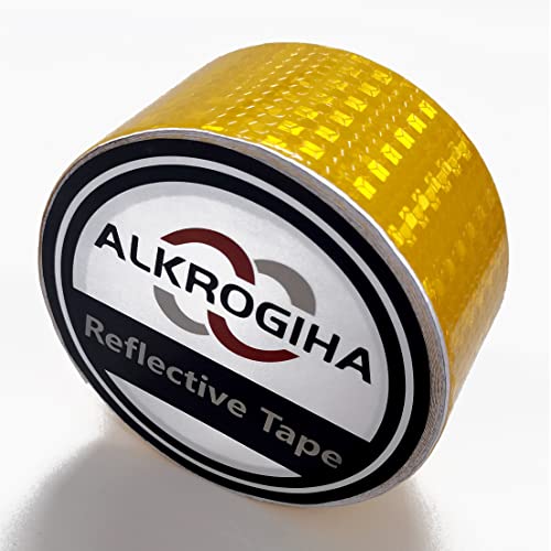 Alkrogiha Sicherheit Reflektierendes Band, 5cm x 10m Wasserdicht Selbstklebend Auto LKW Sicherheits-Reflektorstreifen Gefahr Vorsicht Warnung Aufkleber für Lastwagen, Wohnmobile, Auto (Gelb) von Alkrogiha