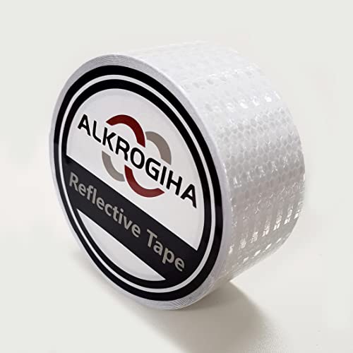 Alkrogiha Sicherheit Reflektierendes Band, 5cm x 10m Wasserdicht Selbstklebend Auto LKW Sicherheits-Reflektorstreifen Gefahr Vorsicht Warnung Aufkleber für Lastwagen, Wohnmobile, Auto (Weiß) von Alkrogiha