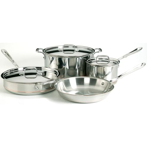 All-Clad 6000-7 SS Copper Core 5-Ply Bonded Dishwasher Safe Cookware Set, 7-Piece, Silver von All-Clad
