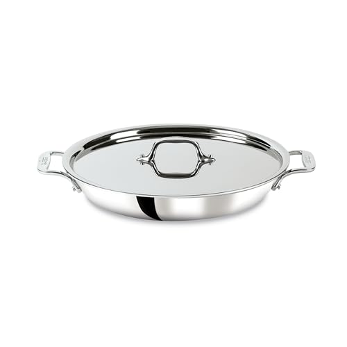 All-Clad D3 3-lagige Edelstahl-Universalpfanne mit Deckel, 3 l, Induktion, Backofen, Grill, sicher, 600 F, Töpfe und Pfannen, Kochgeschirr, Silber von All-Clad